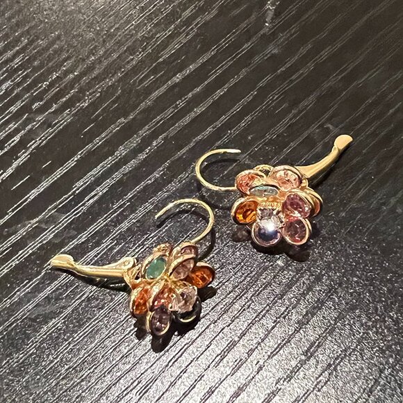 Neiman Marcus 18K Gold Plated Multicolor Earrings, Lever Back Earrings - Picture 4 of 5